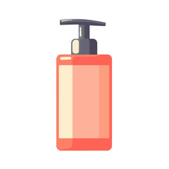 Very Simple flat 2D icon red soap dispenser pump bottle isolated on a white background, vector, flat design, vector, flat design, animation design, flat 2D icon, minimalist design, vector