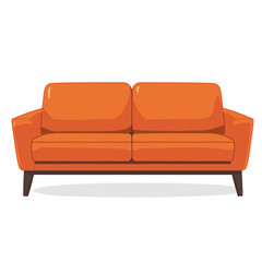 Very Simple flat 2D icon brown sofa isolated on a white background, vector, flat design, vector, flat design, animation design, flat 2D icon, minimalist design, vector