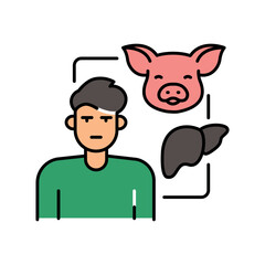 Xenotransplantation flat color icons set.