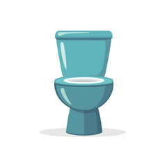 Very Simple flat 2D icon blue toilet isolated on a white background, vector, flat design, vector, flat design, animation design, flat 2D icon, minimalist design, vector