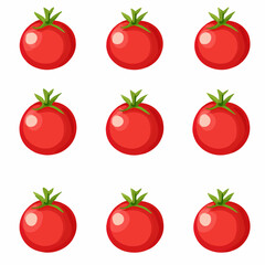 Very Simple flat 2D icon tomato set isolated on a white background, vector, flat design, vector, flat design, animation design, flat 2D icon, minimalist design, vector