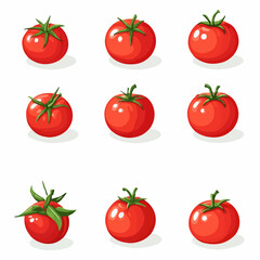 Very Simple flat 2D icon red tomato isolated on a white background, vector, flat design, vector, flat design, animation design, flat 2D icon, minimalist design, vector