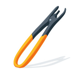 Very Simple flat 2D icon orange silver tongs isolated on a white background, vector, flat design, vector, flat design, animation design, flat 2D icon, minimalist design, vector