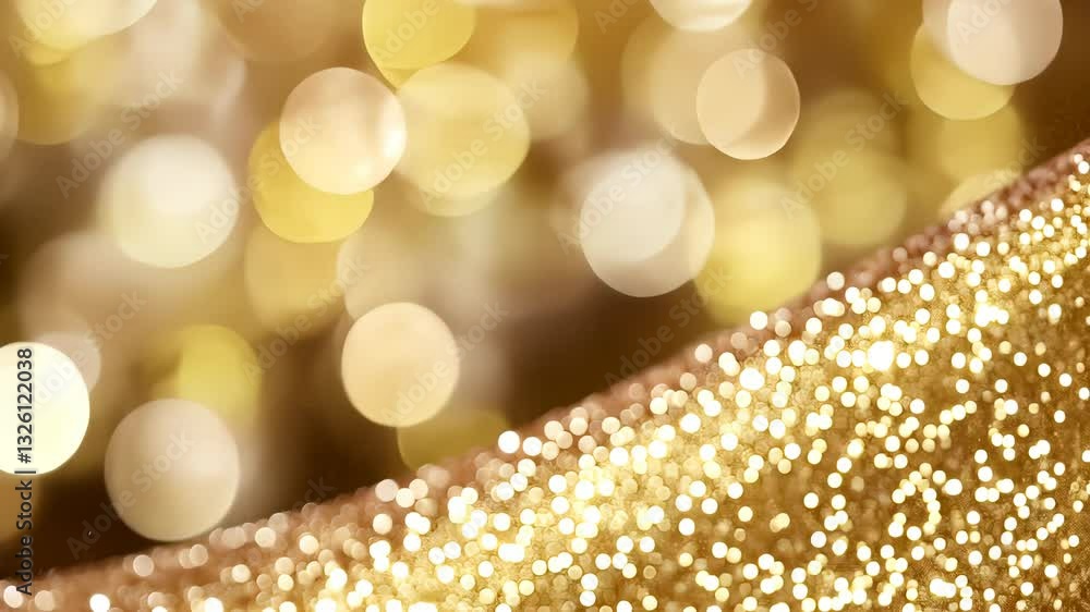 Aufkleber golden and background flowing creating waving with glitter and bokeh lights, abstract a luxurious an