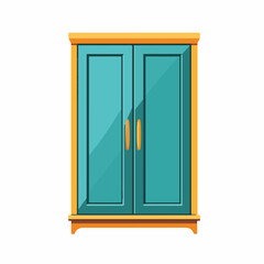 Very Simple flat 2D icon blue wardrobe set isolated on a white background, vector, flat design, vector, flat design, animation design, flat 2D icon, minimalist design, vector