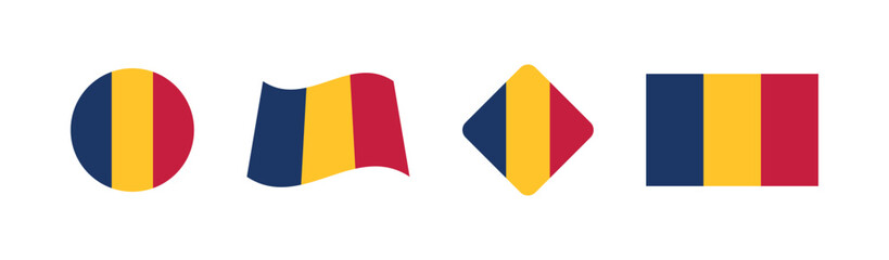 Vector Chad National Flag icon collection. Flag set of Chad various styles.
