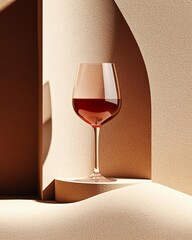 Elegant wine glass against a textured backdrop. food and drink, icon