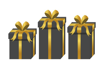 Golden and black gift illustration set.