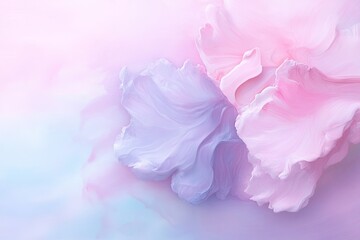 Fototapeta premium Thick floral brushstrokes blend into vibrant neon pigments against a gradient background of soothing blues and purples. This artwork invites creative expression with modern elegance