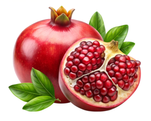quarter pomegranate isolated on transparent background png