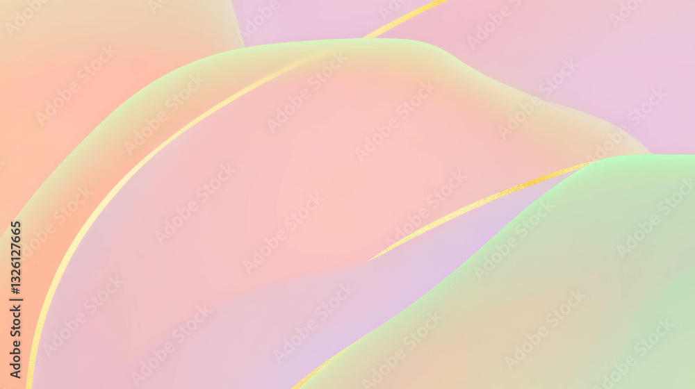 Poster Pastel abstract minimalist background with smooth geometric waves for design