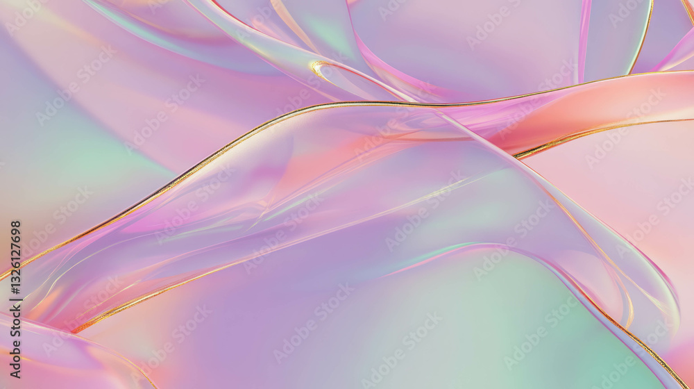 Aufkleber abstract minimalist background with smooth pastel geometric waves for design and creativity