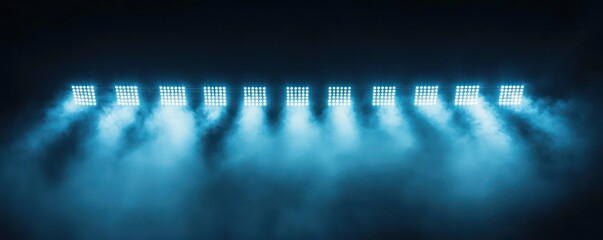 Indoor volleyball court deserted, net tightly stretched.