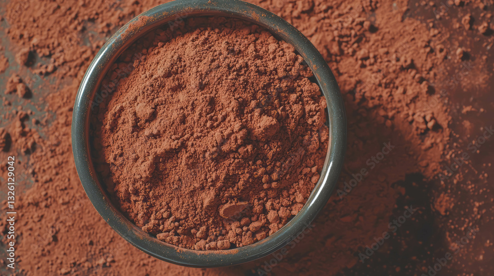 Aufkleber realistic cocoa powder isolated on dark background for culinary and baking design