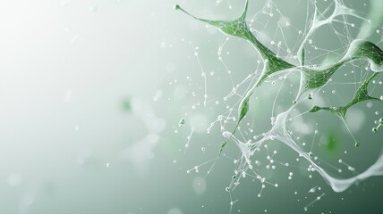 Abstract green neural network with connected points on a soft green background representing data flow.