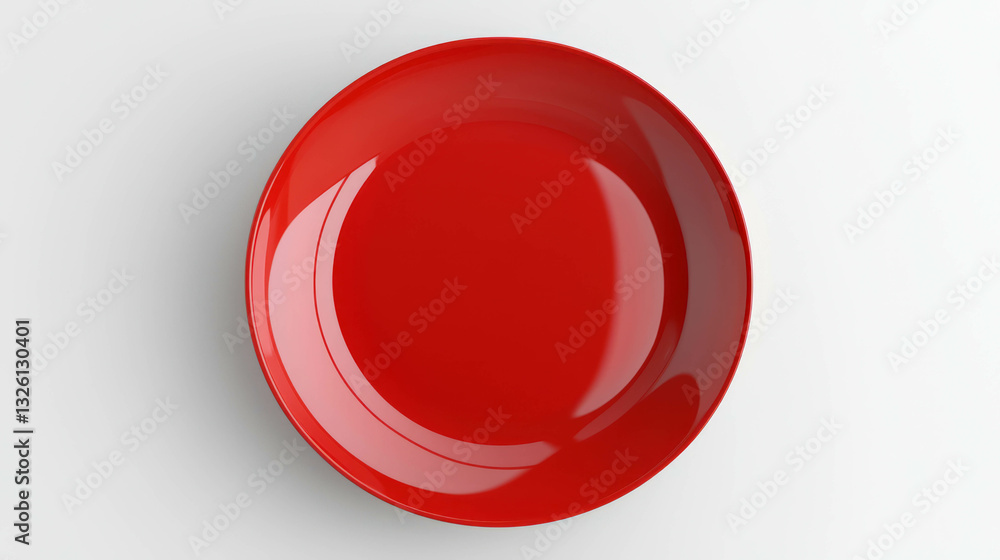Aufkleber realistic empty red plate on white background for kitchen and dining design