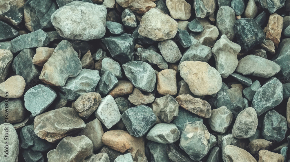 Poster realistic field of rocks and rough textures for nature and landscape design