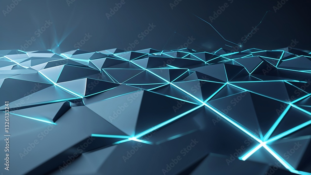 Poster a futuristic business cover featuring isometric grid patterns with subtle glowing lines, adding dept