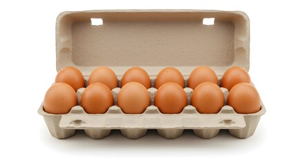 Eggs in a box isolated on a white background.
