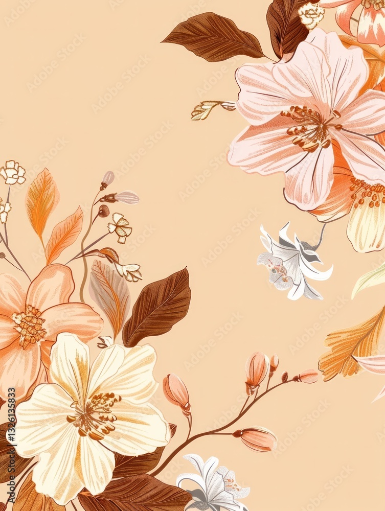 Poster the pattern features a border of delicate floral illustrations on either side of the design, leaving