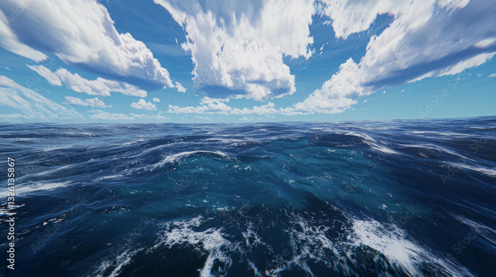 Poster stormy ocean with dramatic clouds from top view for environmental design