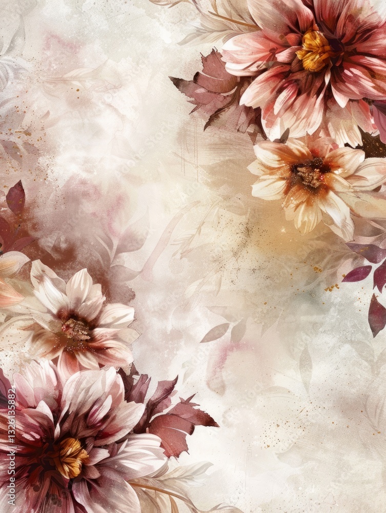 Poster the pattern features a border of delicate floral illustrations on either side of the design, leaving