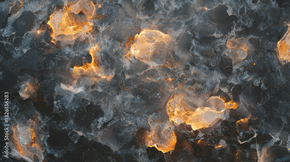 Fototapete fiery lava texture with dark rock pattern for abstract background design