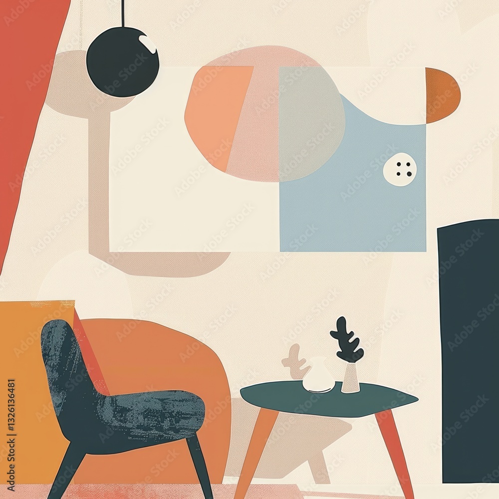 Poster the simplistic linework and color scheme evoke a scandinavian or modern minimalist vibe, perfect for