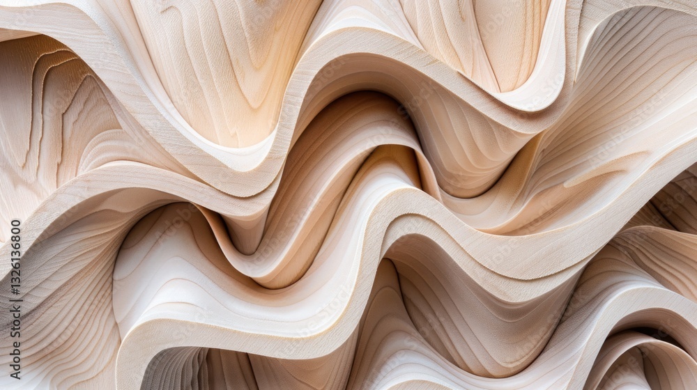 Poster Abstract Wave Patterns in Smooth Light Wood Grain Texture