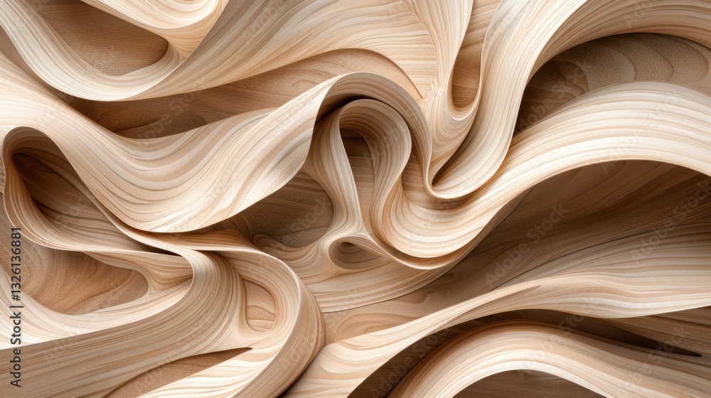 Poster abstract wood texture with smooth curves and waves for design