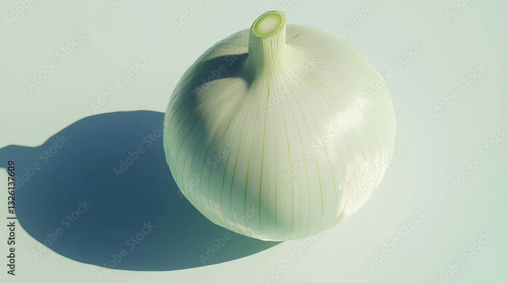 Poster fresh green onion on pastel background for culinary use and design