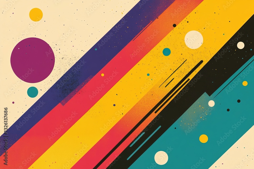 Poster vibrant abstract art with geometric shapes and dynamic colors on canvas
