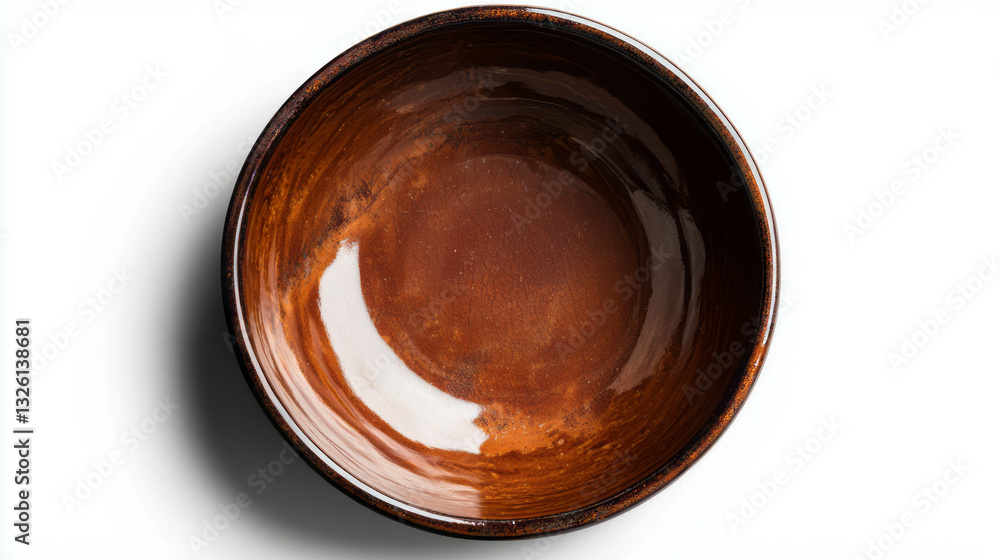 Aufkleber realistic top view of an empty brown ceramic bowl for minimalist design concepts