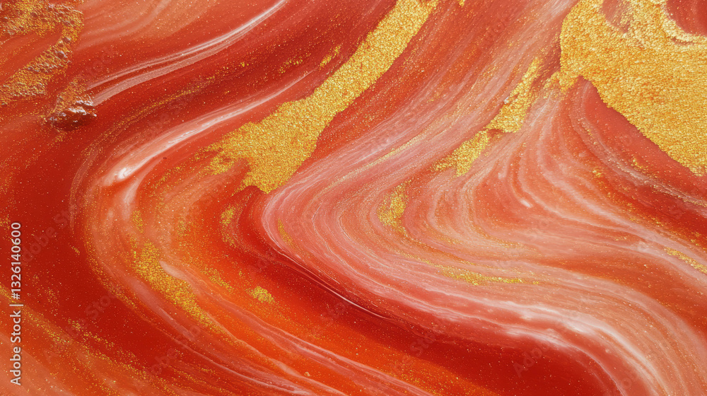 Poster close-up texture of gochujang and spices with vibrant swirls for creative design