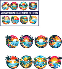 Obraz premium Tropical Bliss: A Colorful Beach Scene at Sunset 