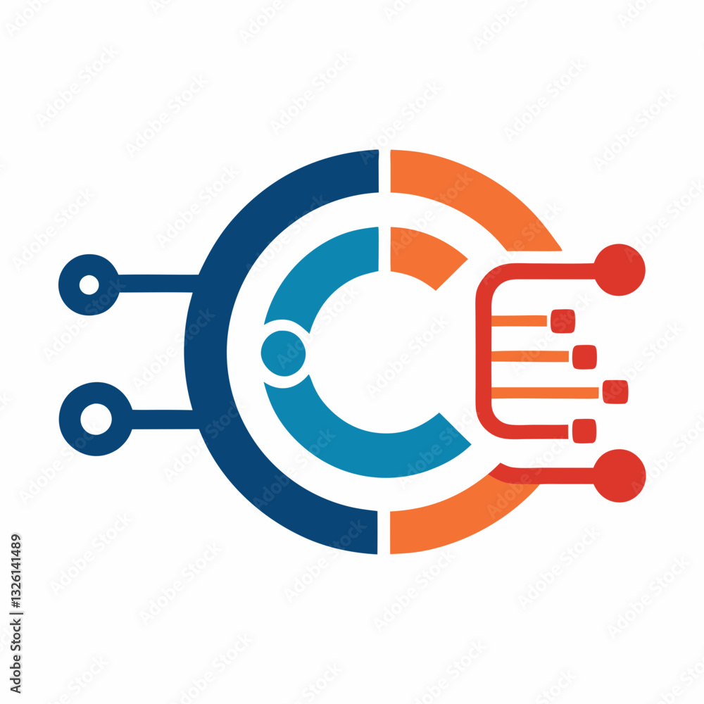 Poster vector technology logo design initial c symbol