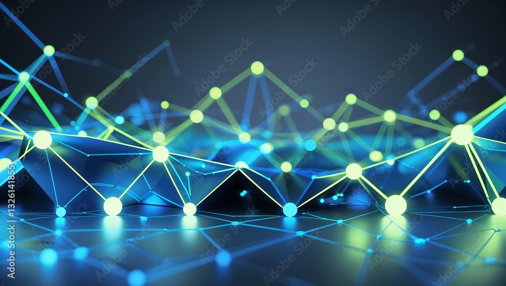 Aufkleber abstract pattern featuring interconnected glowing lines and geometric nodes, perfect for an ai or fi