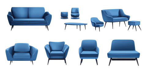 Furniture in art deco style isolated on transparent background 