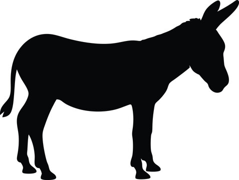 recommend clip art: Black Silhouette Donkey Isolated, A vector illustration of a donkey silhouette.