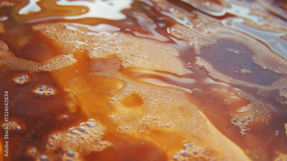 Poster intricate texture and chaos of soy sauce glaze with umami depth