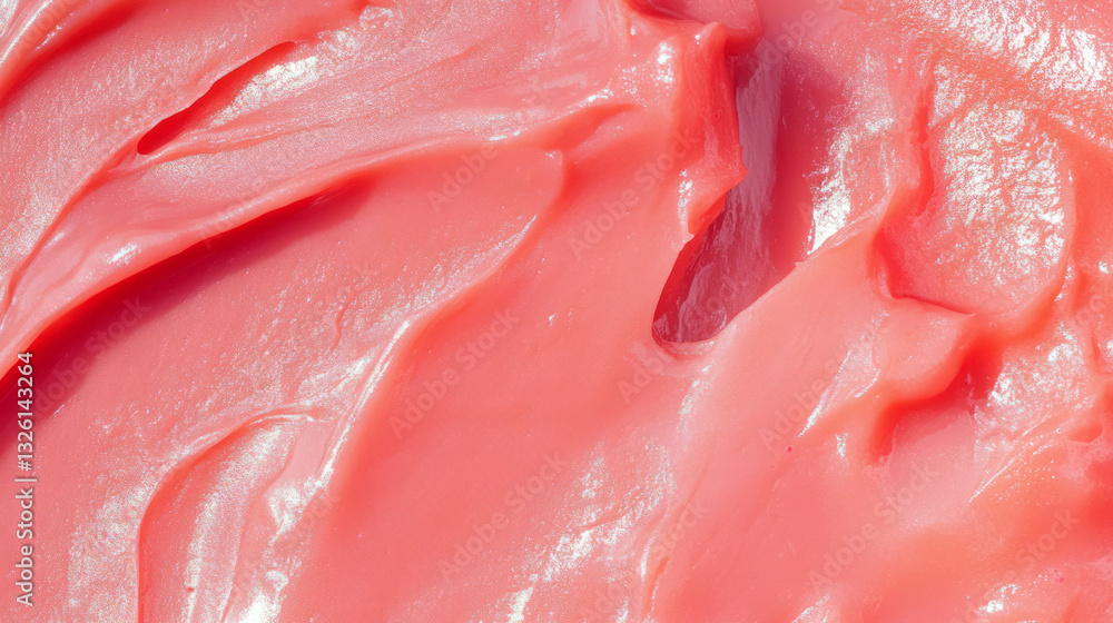 Poster close up texture of tomato puree with basil for culinary art and background design