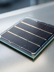 Close-Up of Solar Cell with Thin Metallic Lines on a Smooth Surface