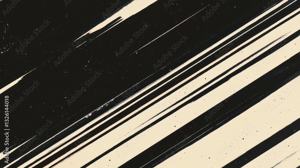 Poster Abstract grunge texture with dynamic black and white lines for artistic design