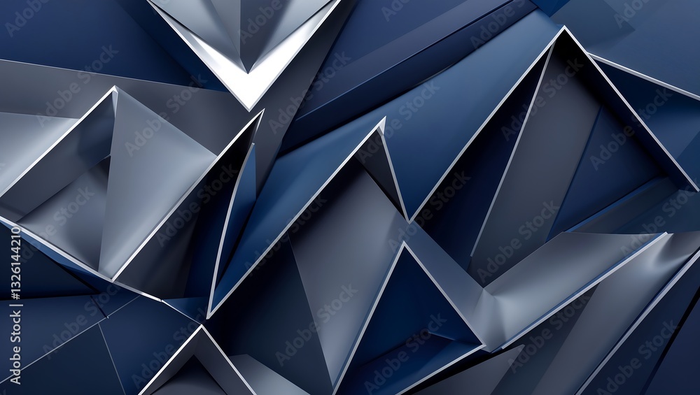 Poster a modern business cover with intricate concentric triangles and linear gradients, adding depth and v