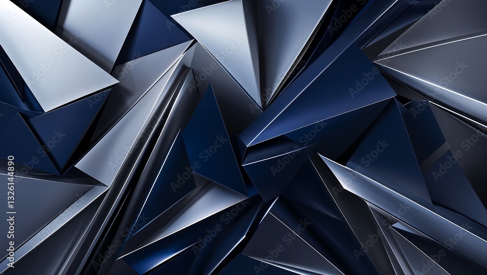 Poster a modern business cover with intricate concentric triangles and linear gradients, adding depth and v