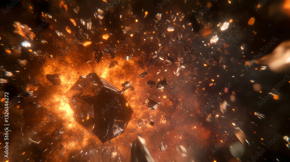 Poster cosmic explosion depicting space and time distortions for sci-fi theme design