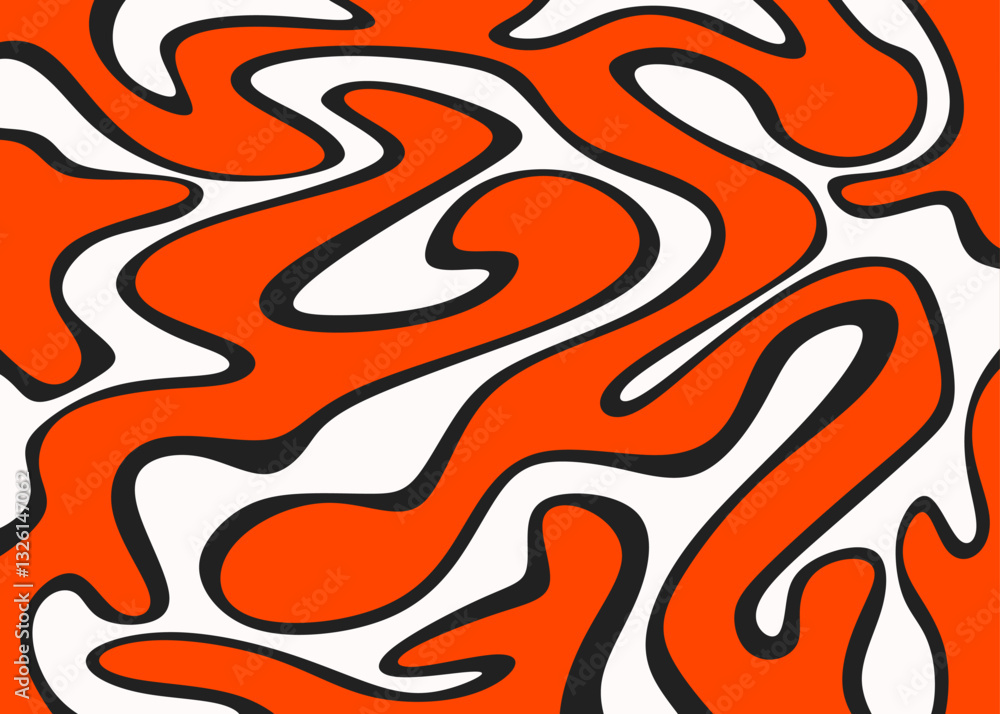 Poster abstract background with melting wavy line pattern