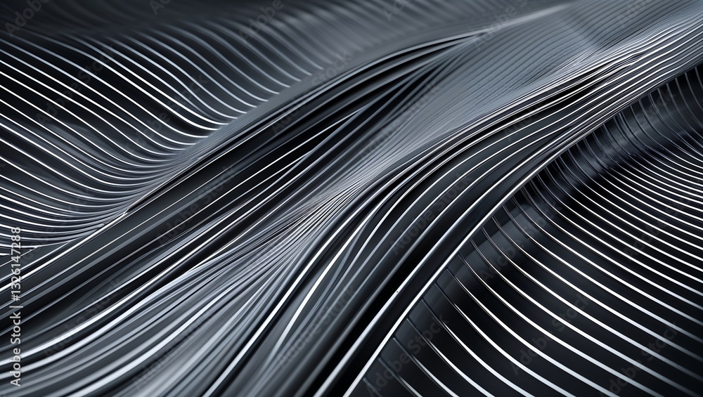 Poster a sleek geometric background with ultra-fine diagonal lines forming a subtle wave pattern, conveying