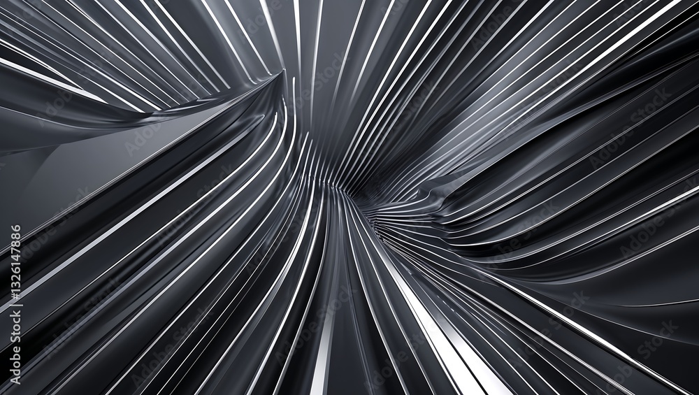 Poster a sleek geometric background with ultra-fine diagonal lines forming a subtle wave pattern, conveying