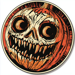 Creepy Halloween Pumpkin Round Stickers – Jack-o'-Lantern Horror Theme